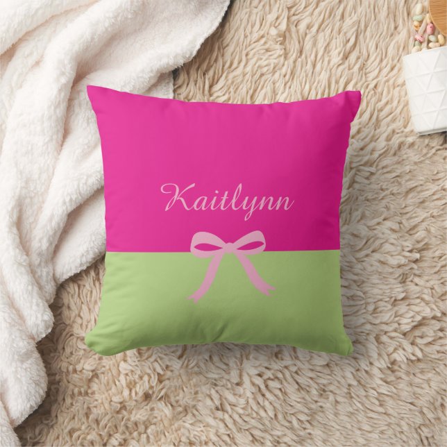 Almofada Color Block Cute Bow Monogram Throw Pillow (Cobertor)