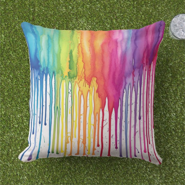 Almofada Coloração d'água do arco-íris pintada Abstrato (Grama)