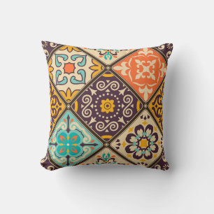 Almofada Coloração de retalhos: Design de Azulejo Majolica