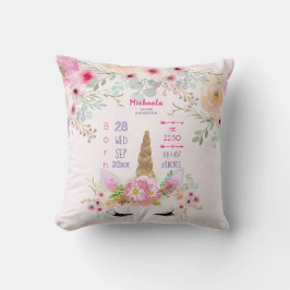 Almofada Coloração Dourada Rosa, Brilhante Unicórnio Rostos