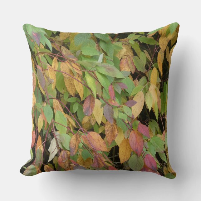 Almofada Colorful Autumn Leaves Pattern Throw Pillow (Frente)