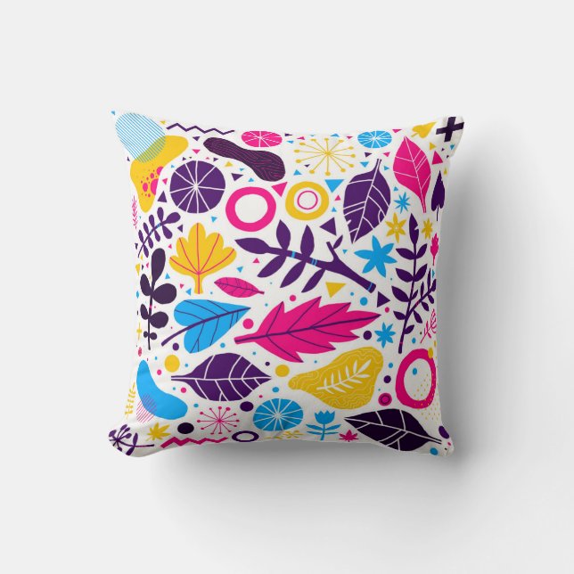 Almofada Colorful background with hand drawn floral element (Frente)