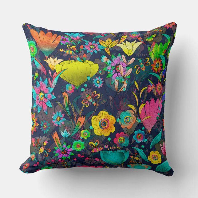 Almofada Colorful botanical pattern (Frente)