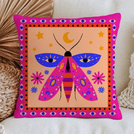 Almofada Colorful Celestial Moth Illustration Bold Mystical