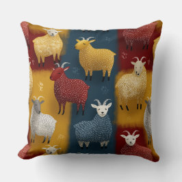 Almofada Colorful Farm Goats In The Pasture