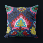 Almofada Colorful Folk Floral Dark Blue<br><div class="desc">Lovely trow pillow designed with a colorful folk floral print on a dark blue background, with red and pink accents. Perfect to add a touch of personality to any room! More versions and matching articles are available in my collections! Feel free to contact me if you need any help to...</div>