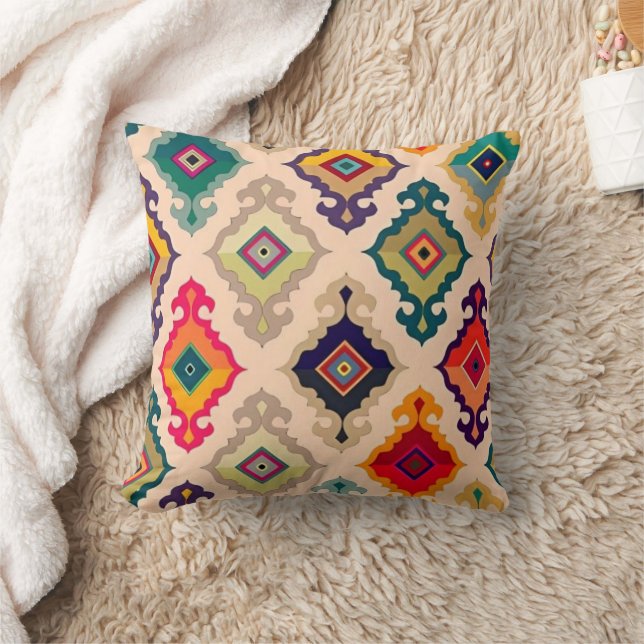 Almofada Colorful Geometric Ikat Throw Pillow (Cobertor)