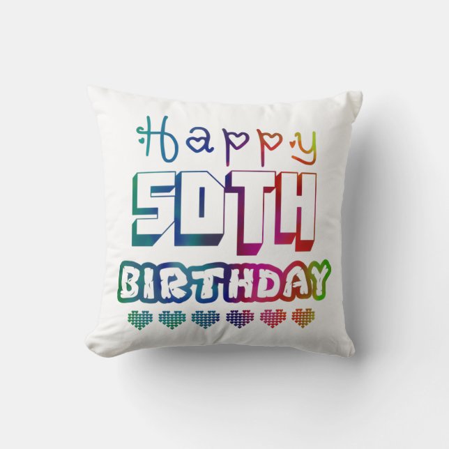 Almofada colorful gradient Happy 50th birthday (Frente)