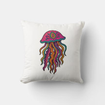Colorful Jellyfish Throw Pillow