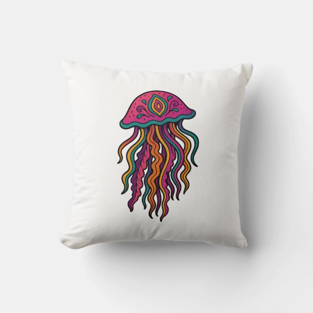 Almofada Colorful Jellyfish Throw Pillow (Frente)
