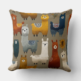 Almofada Colorful Llamas And Alpacas Mingle
