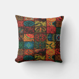 Almofada Colorful Mosaic Tile Throw Pillow – Boho Vintage D