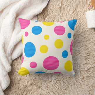 Almofada Colorful Polka Dots Pink Blue Yellow Retro