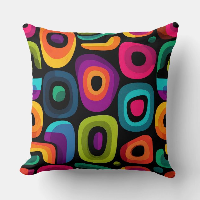 Almofada Colorful Retro Abstract Geometric Pattern Throw Pi (Frente)