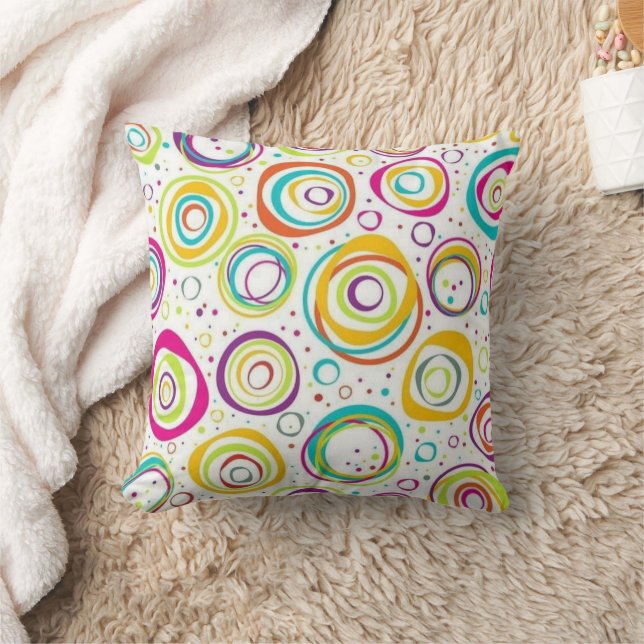 Almofada Colorful Retro Circle Pattern Throw Pillow (Cobertor)