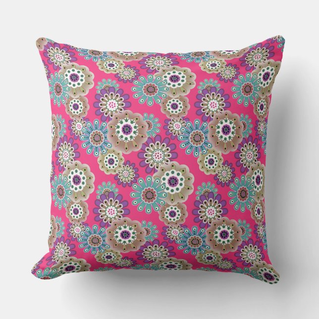 Almofada Colorful rustic floral pattern retro  (Frente)