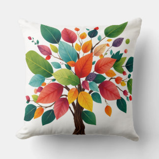 Almofada Colorful Seasons Tree – Vibrant Nature Art for Hom
