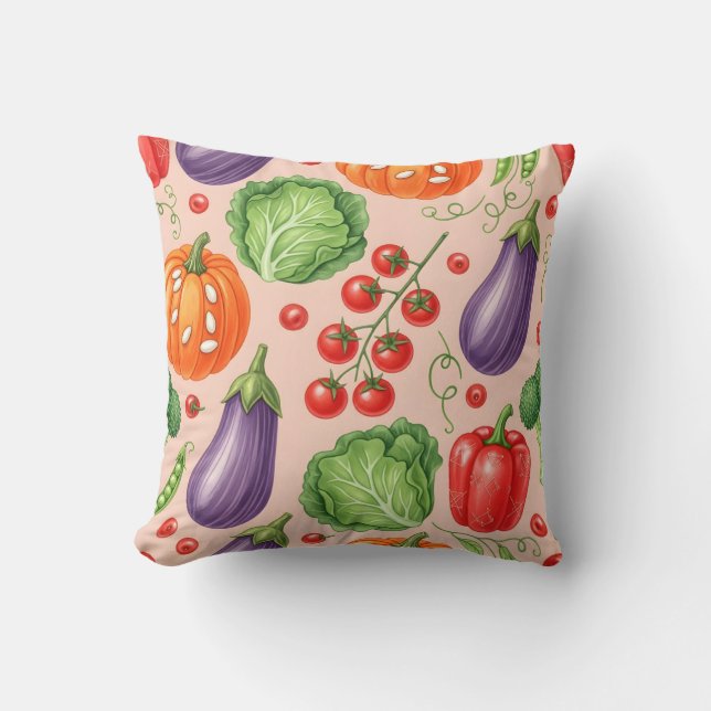 Almofada Colorful Vegetable Pattern Illustration (Frente)