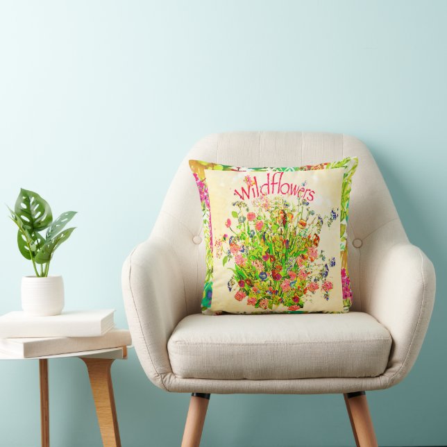 Almofada Colorful Wildflowers Meadow Text (Cadeira)