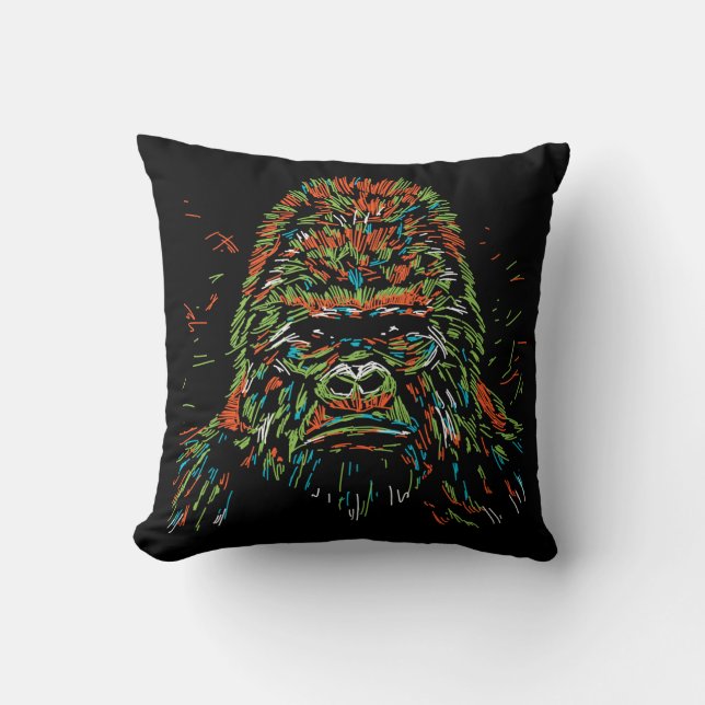 Almofada Colorida Abstrato Neon Gorilla (Frente)