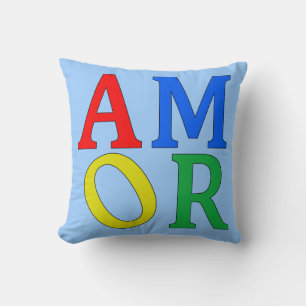 Almofada Colorida AMOR Travesseiro AMOR em espanhol