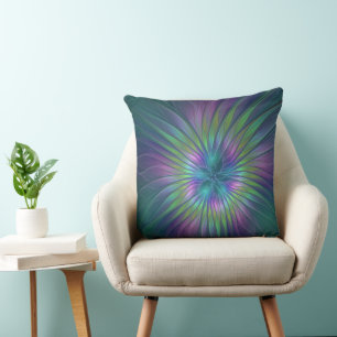 Almofada Colorida Shiny Fantasy Flor Abstrato Arte Fractal