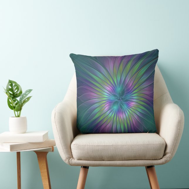 Almofada Colorida Shiny Fantasy Flor Abstrato Arte Fractal (Cadeira)