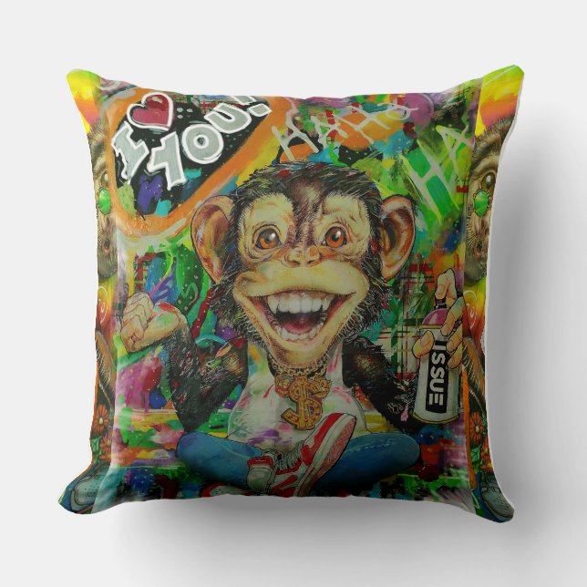 Almofada colorido e divertido baseado em pop art. (Frente)