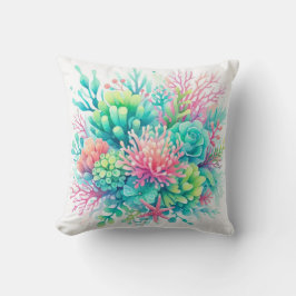 Almofada Colorido Selo Coral Marinho Náutico Costa Litorâne