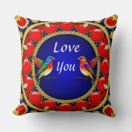 Almofada Coloridos de Aves Hummengivas cercados por Coração