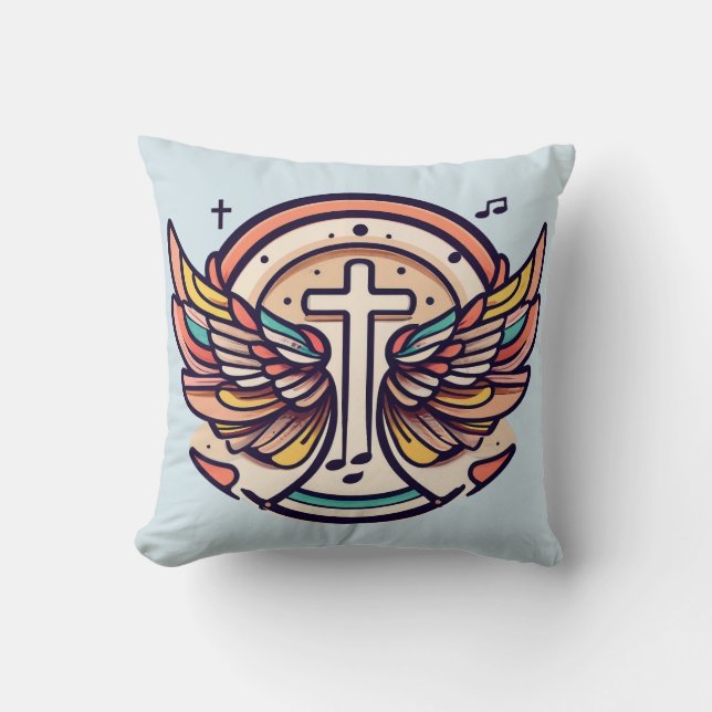 Almofada Colorir as Asas Cruzadas Coloridas (Frente)