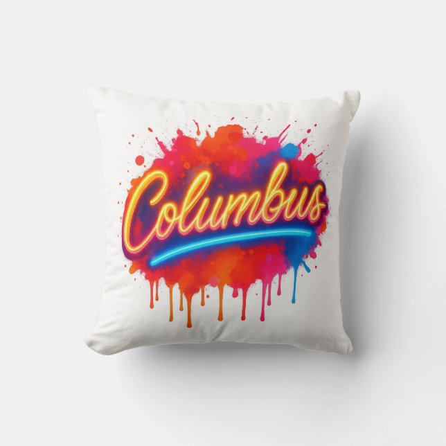 Almofada Columbus Neon Street Art Splash (Frente)