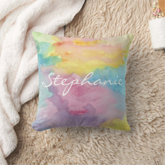 Almofada Coluna Personalizada de Coloração d'Água do Pastel
