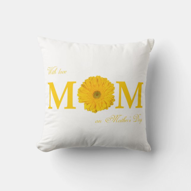 Almofada Com amor mamãe no Dia de as mães Gerbera Daisy Flo (Frente)