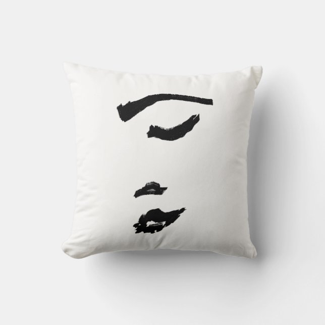 Almofada com Desenho de Rosto de Mulher Minimalist (Frente)