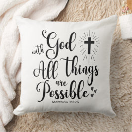 Almofada Com Deus, todas as coisas são possíveis - Matthew 