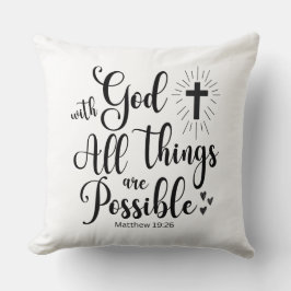 Almofada Com Deus, todas as coisas são possíveis - Matthew 