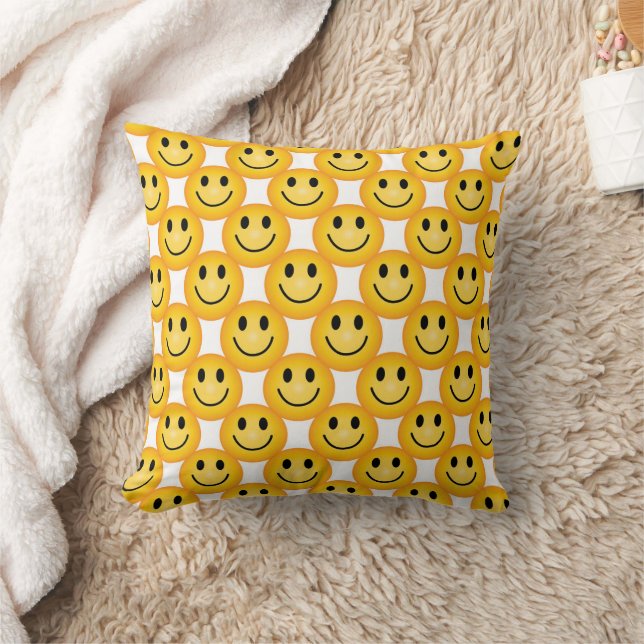 Almofada com Emoji de Rosto Feliz Impresso (Cobertor)