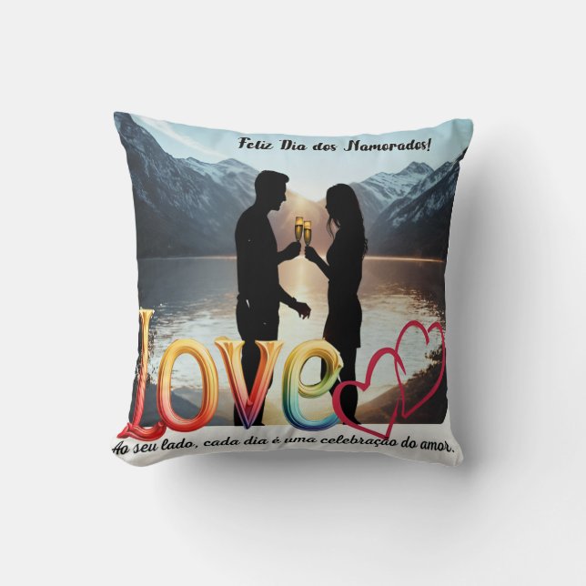 Almofada com estampa comemorativa, namorados (Frente)