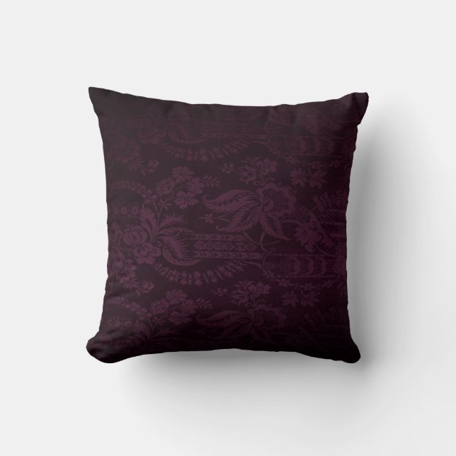 Almofada com Estampa de Damasco Roxo Escuro (Frente)