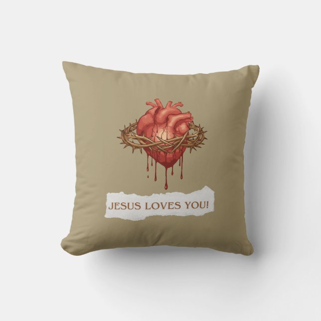 Almofada com frase motivational "Jesus Ama Você" (Frente)