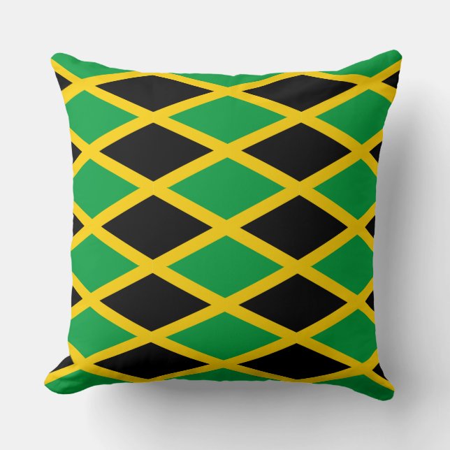 almofada com padrão da bandeira jamaicana (Frente)