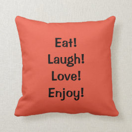 Almofada Coma! Riso! Amor! … Travesseiro decorativo das