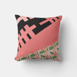 Almofada Combinação de padrões cor-de-rosa africano