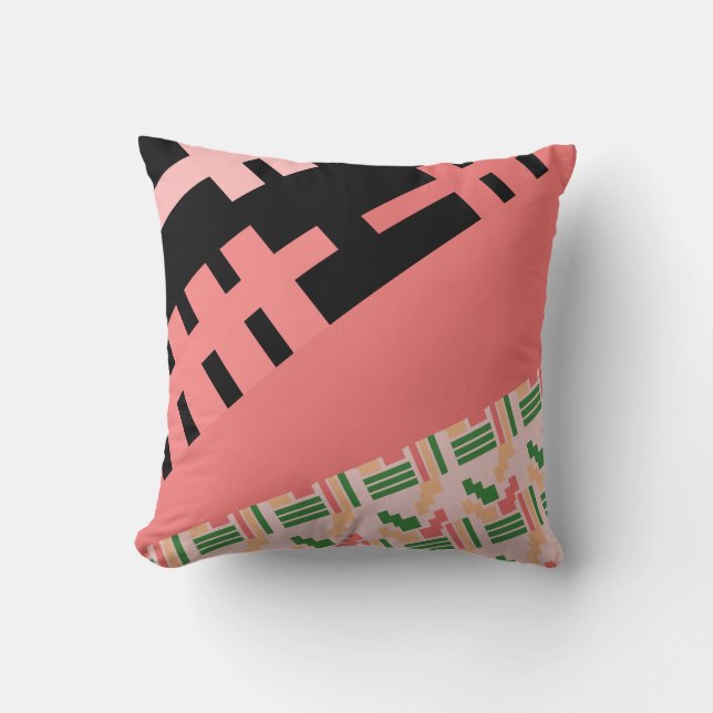 Almofada Combinação de padrões cor-de-rosa africano (Frente)