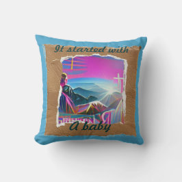 Almofada Começou com uma colagem de natal cristã