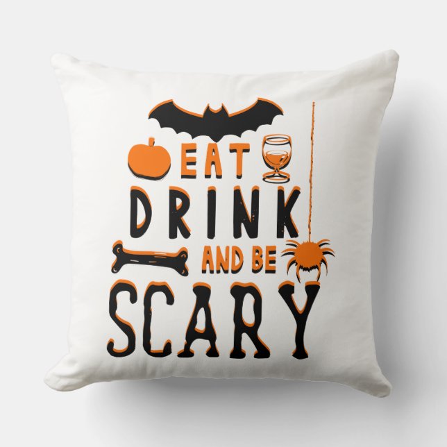 Almofada comer beber e ser assustador halloween (Frente)