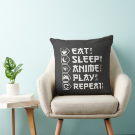 Almofada Comer Dormir Anime Jogar Repetir Estilo de Vida Ot