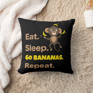 Almofada Comer Dormir Ir Bananas Repetir Divertido Fofo Ani
