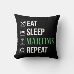 Almofada Comer. Dormir. Martinis. Repetir.